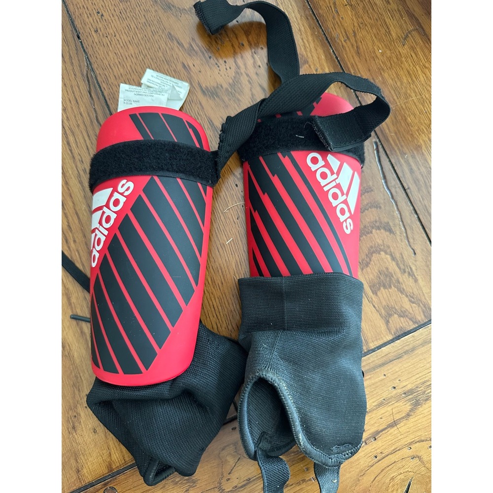 Adidas X Club Soccer Shin Guards Red Black Ankle Strap Size Medium